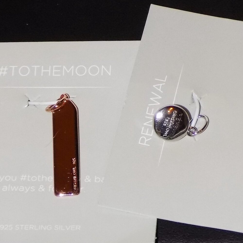 Lot 5 Origami Owl Jewelry Bundle.  Chain & 4 Charms.  Sterling Silver, Swarovski - Picture 7 of 8